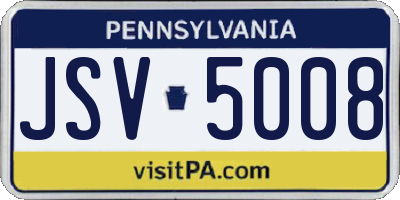 PA license plate JSV5008