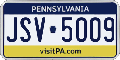 PA license plate JSV5009