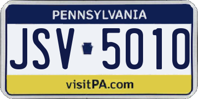 PA license plate JSV5010