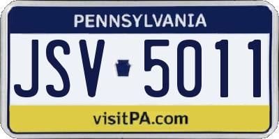 PA license plate JSV5011