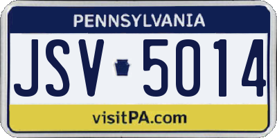 PA license plate JSV5014