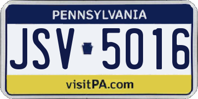 PA license plate JSV5016