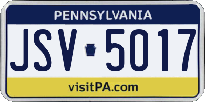 PA license plate JSV5017