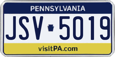PA license plate JSV5019