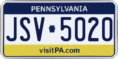 PA license plate JSV5020