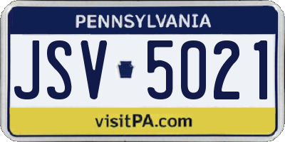 PA license plate JSV5021