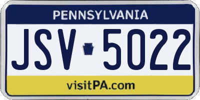 PA license plate JSV5022