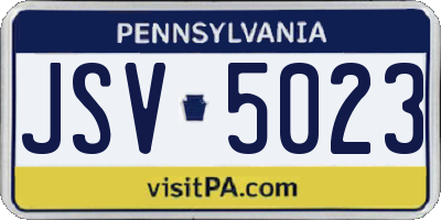 PA license plate JSV5023