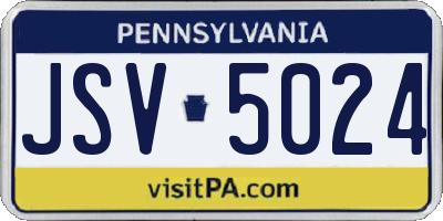 PA license plate JSV5024