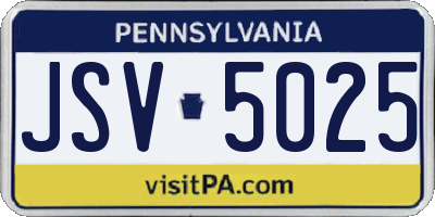 PA license plate JSV5025