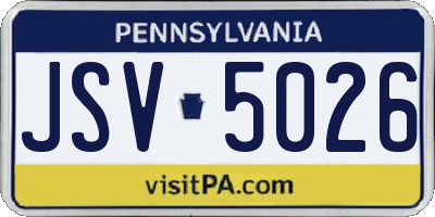 PA license plate JSV5026