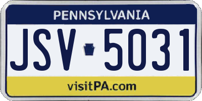 PA license plate JSV5031