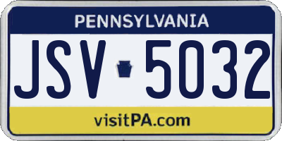 PA license plate JSV5032