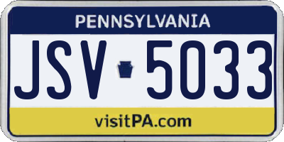 PA license plate JSV5033