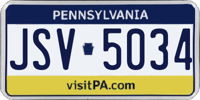 PA license plate JSV5034