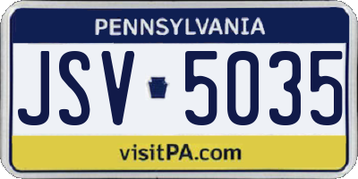 PA license plate JSV5035