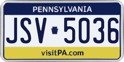 PA license plate JSV5036