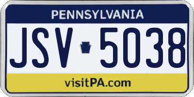 PA license plate JSV5038