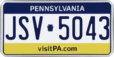 PA license plate JSV5043