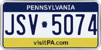 PA license plate JSV5074