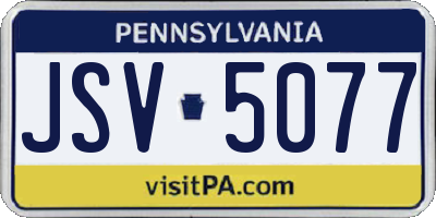 PA license plate JSV5077