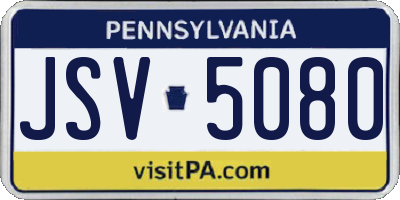 PA license plate JSV5080