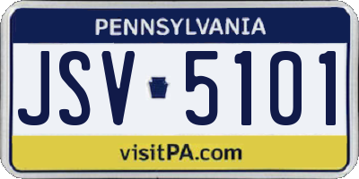 PA license plate JSV5101