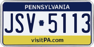 PA license plate JSV5113