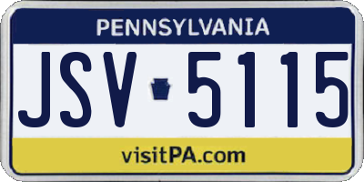 PA license plate JSV5115