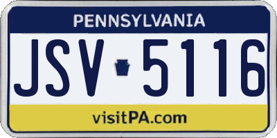 PA license plate JSV5116