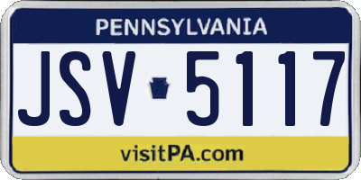 PA license plate JSV5117