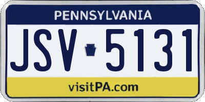 PA license plate JSV5131
