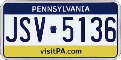 PA license plate JSV5136