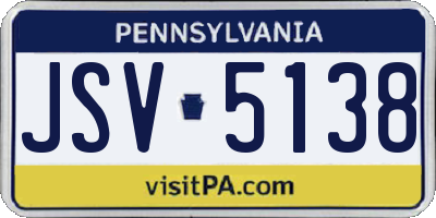 PA license plate JSV5138