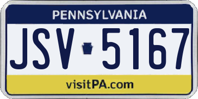 PA license plate JSV5167