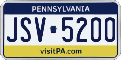 PA license plate JSV5200
