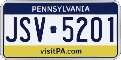 PA license plate JSV5201