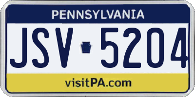 PA license plate JSV5204