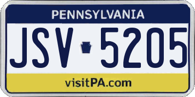 PA license plate JSV5205
