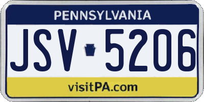 PA license plate JSV5206