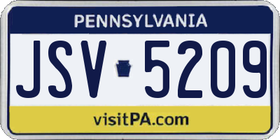 PA license plate JSV5209