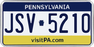 PA license plate JSV5210