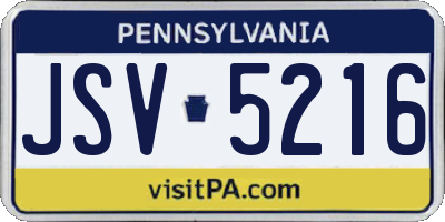 PA license plate JSV5216
