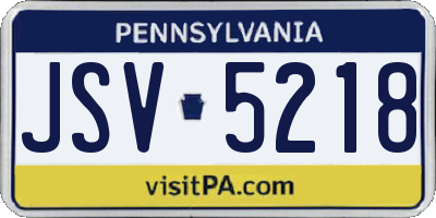 PA license plate JSV5218