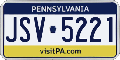 PA license plate JSV5221