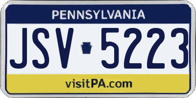 PA license plate JSV5223