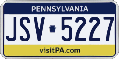 PA license plate JSV5227