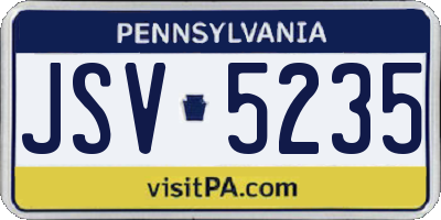PA license plate JSV5235