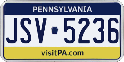 PA license plate JSV5236
