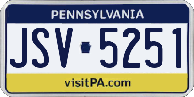 PA license plate JSV5251